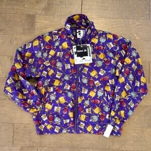 Deadstock ac-tiv-ology Long Sleeve Urns Purple Bomber Jacket Oversized SZ Small
